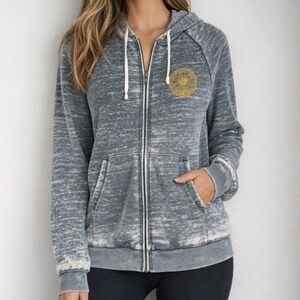 SoulCycle Burnout Soft Lightweight Zip-Up Hoodie Gray Athleisure Sweatshirt